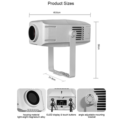वाटरप्रूफ IP65 400w गोबो प्रोजेक्टर लाइट कस्टम लोगो घुमावदार गोबो लाइट कॉरिडोर सीढ़ियों के लिए इमारतें विज्ञापन लाइट