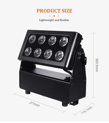 IP65 8x15w RGBW 4in1 एलईडी बाढ़ शहर रंग वाशर प्रकाश आउटडोर भवन के लिए