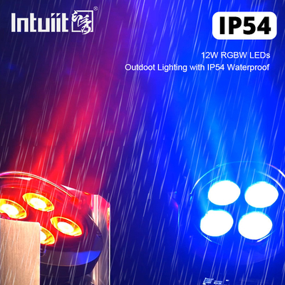 IP54 मिनी अपलाइट्स 4X12W बैटरी स्पॉटलाइट 4 एलईडी वायरलेस डीएमएक्स और आईआर रिमोट अपलाइट्स डिस्को क्लब पार्टी स्टेज अपलाइट