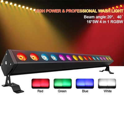 आउटडोर वाटरप्रूफ IP65 वॉल वॉशर एलईडी लाइट 16*5W DMX512 RGBW एल्यूमीनियम आवास स्टेज लाइटिंग