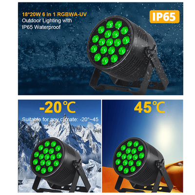डीजे लाइट 18pcs 20W 6IN1 RGBWA-UV फ्लैट Par आउटडोर आर्किटेक्चरल वॉश लाइट IP65 18x20W एलईडी वाटरप्रूफ Par