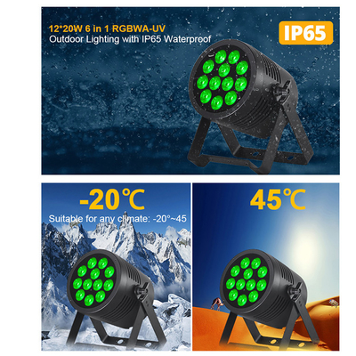 आउटडोर एलईडी स्टेज लाइट्स DMX 12pcs*20W 6 इन 1 RGBWA यूवी वाटरप्रूफ PAR लाइट्स फॉर वेडिंग/स्टेज/डिस्को/कॉन्सर्ट लाइट्स