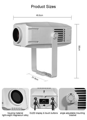 200W वाटरप्रूफ IP65 आउटडोर इनडोर कस्टम विज्ञापन गोबो एलईडी ज़ूम लोगो प्रोजेक्टर लाइट