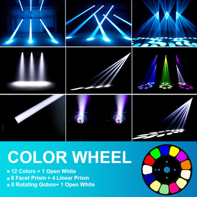 LED 200W Stage Light Beam 9 Rotating Gobos 12 Colors with DMX512 Lighting for Wedding Party Show