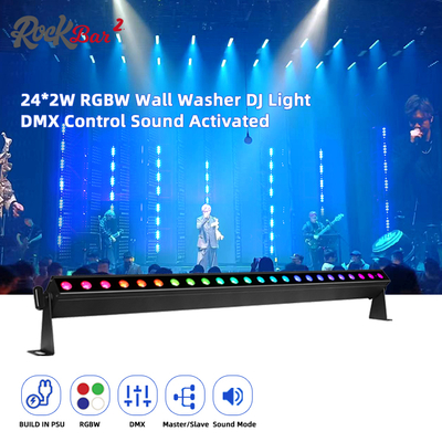 24*2W RGBW 4in1 एलईडी वॉलवॉशर बार साउंड मोड डीजे वेडिंग सिटी इवेंट्स स्टेज एलईडी वॉश लाइट