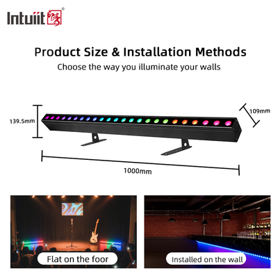 वॉश लाइट IP20 DMX512 एडवांस्ड स्मार्ट म्यूजिक सॉल्यूशन 24*2W RGBW LED लाइट्स लीनियर बार वॉल वॉशर
