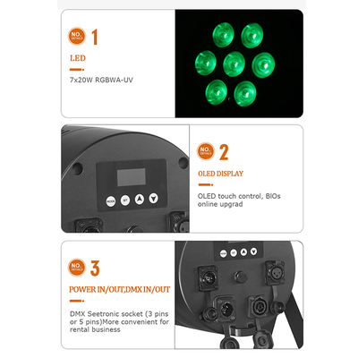 7x20w IP65 DMX512 स्टेज बार पार्टी लाइट्स Rgbwa-uv 6in1 Led Par Can Light Dj डिस्को पार्टी