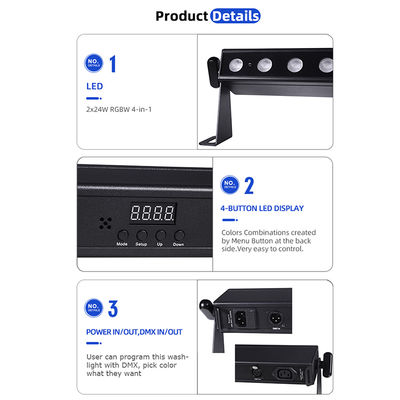24*2W RGBW 4in1 LED वॉल वॉशर बार लाइट DMX512 क्लब शो इवेंट स्टेज लाइटिंग के लिए सेगमेंट साउंड कंट्रोल के साथ
