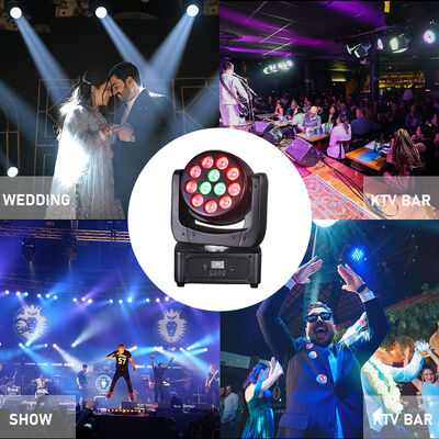Factory Direct Price LED 12*8W RGBW Moving Head Stage Light with DMX512 Control IP20 Rated for Party Wedding DJ Events