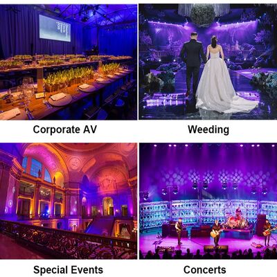 IP65 वाटरप्रूफ प्रोफेशनल स्टेज डीजे डिस्को लाइट्स 7*20W RGBWA UV 6in1 LED पार लाइट्स DMX512 कंट्रोल के साथ