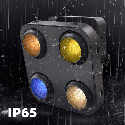 स्टेज एलईडी ब्लाइंडर IP65 ऑडियंस लाइट के लिए RGB वार्म व्हाइट एम्बर कलर्स के साथ 400W वॉटरप्रूफ 4 आई ब्लाइंडर लाइट्स