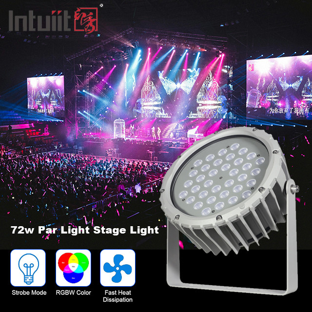 72w RGBW DMX512 वाटरप्रूफ एलईडी फ्लड लाइट बाहरी लैंडस्केप गार्डन राउंड स्टेज पार लाइट