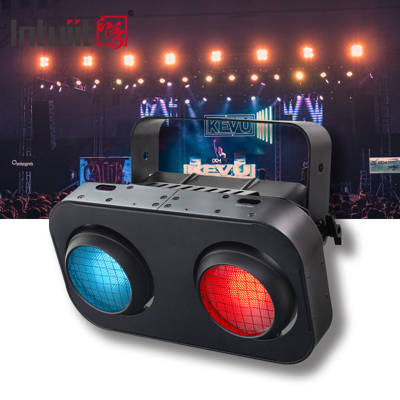 2 आंखें गर्म सफेद एम्बर / आरजीबी कोब पार अंधा 2x90w दर्शक दीपक एलईडी स्टेज अंधा प्रकाश