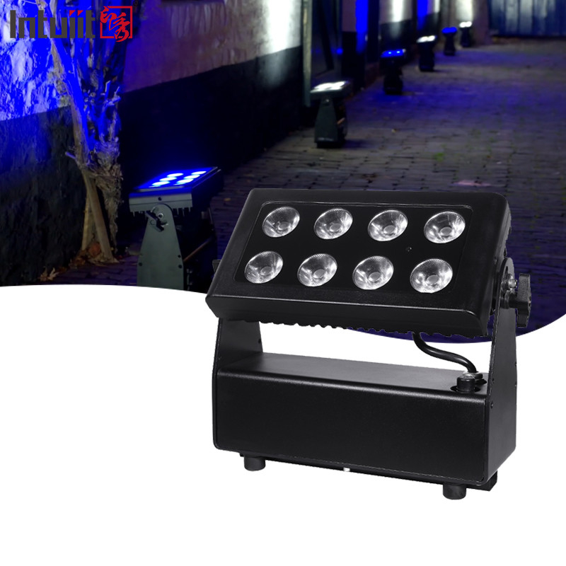 DMX512 8x10w RGBW 4in1 IP65 वाटरप्रूफ डीजे वेडिंग स्टेज सिटी वॉल वॉशर आउटडोर एलईडी वॉश फ्लड लाइट