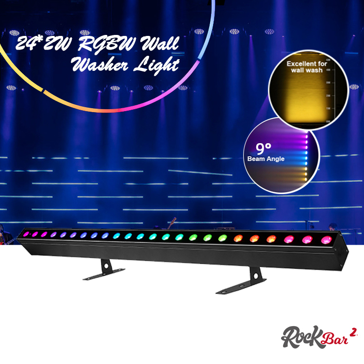 वॉश लाइट IP20 DMX512 एडवांस्ड स्मार्ट म्यूजिक सॉल्यूशन 24*2W RGBW LED लाइट्स लीनियर बार वॉल वॉशर
