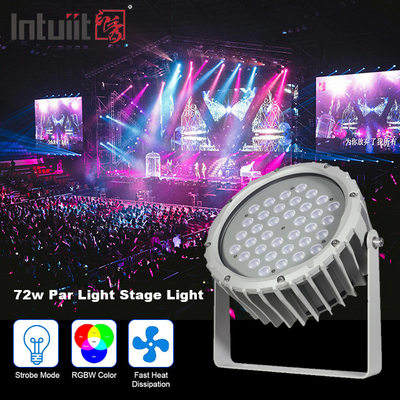 72w RGBW DMX512 वाटरप्रूफ एलईडी फ्लड लाइट बाहरी लैंडस्केप गार्डन राउंड स्टेज पार लाइट
