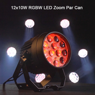 एलईडी पार रोशनी 12x10W आरजीबीडब्ल्यू ध्वनि सक्रिय DMX512 नियंत्रण एलईडी ज़ूम पार प्रकाश