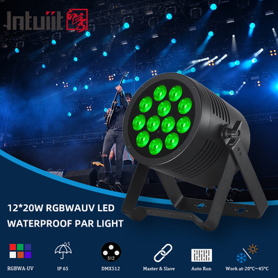 IP65 एलईडी पैरा लाइट वाटरप्रूफ IP65 रेटेड आउटडोर 12x20W RGBWA-UV 6in1 स्टेज लाइट DMX512