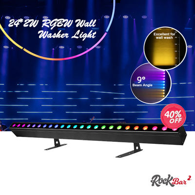 वॉश लाइट IP20 DMX512 एडवांस्ड स्मार्ट म्यूजिक सॉल्यूशन 24*2W RGBW LED लाइट्स लीनियर बार वॉल वॉशर