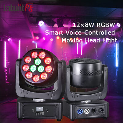 12X8W RGBW 4IN1 एलईडी मूविंग हेड वॉश इवेंट पार्टी प्रकाश व्यवस्था के लिए स्टेज लाइट ध्वनि सक्रिय