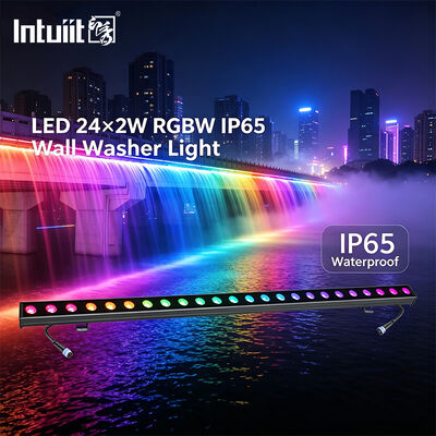 आउटडोर एलईडी वॉल वाशर बार 24x2W RGBW 4in1 IP65 वाटरप्रूफ DMX512 बिल्डिंग फेसडेड लैंडस्केप ब्रिज स्टेज लाइटिंग के लिए रैखिक वॉश