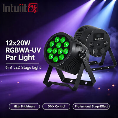 12*20W RGBWA+UV 6in1 LED पार लाइट IP65 आउटडोर वाटरप्रूफ DMX512 वेडिंग डीजे पार्टी के लिए स्टेज अपलाइटिंग